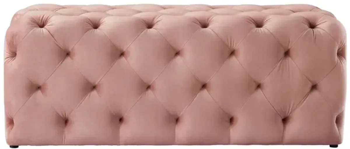 Upholstered Velvet Bench - Blush / Black