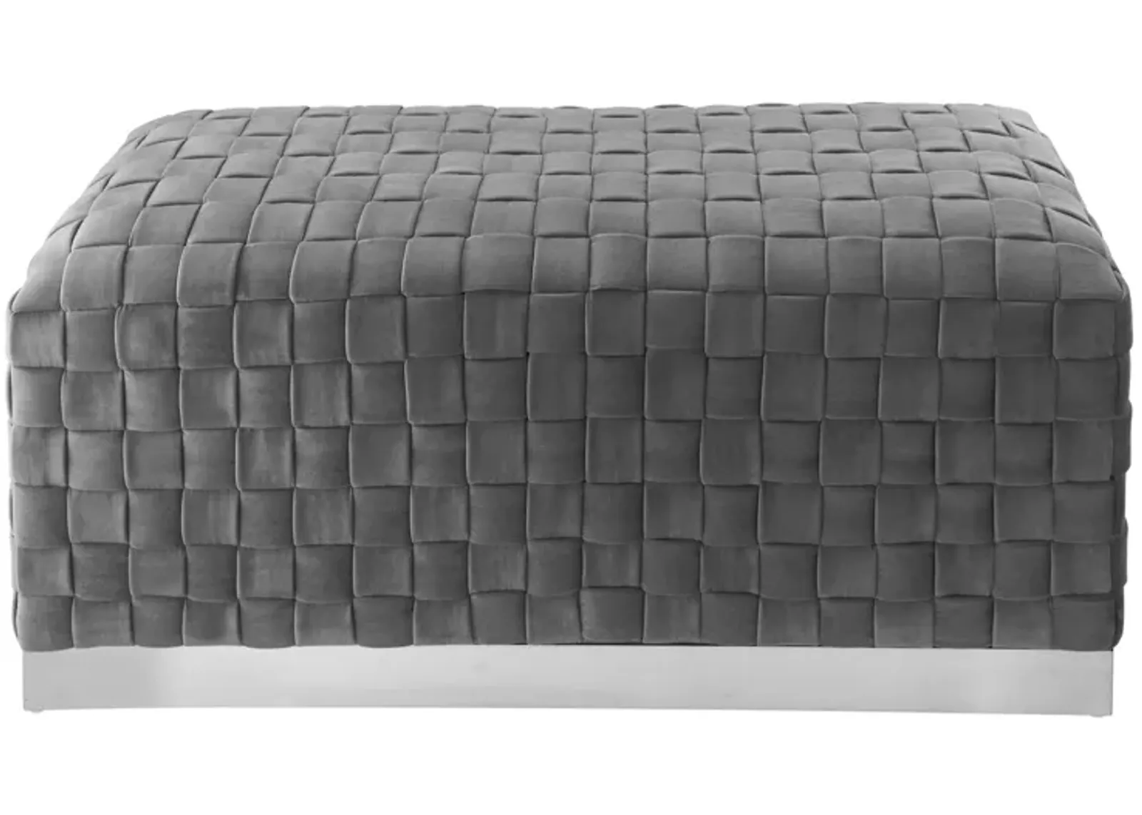 Upholstered Velvet Bench - Gray / Silver