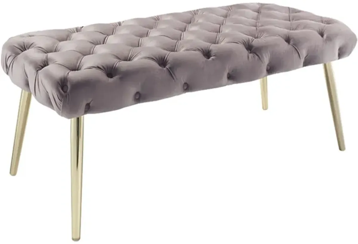 Upholstered Velvet Bench - Gold / Lilac