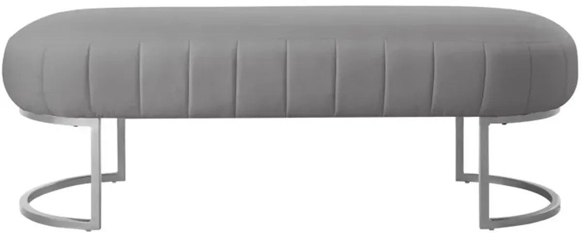 Faux Leather Bench Upholstered - Silver / Gray