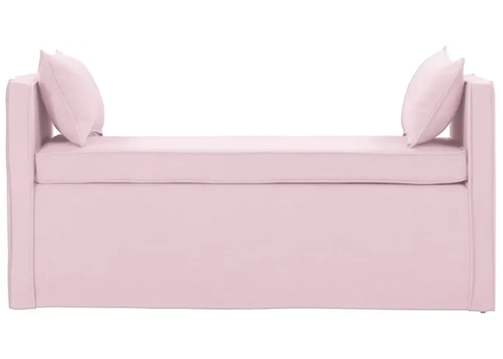 Upholstered Linen Bench - Light Pink / Black