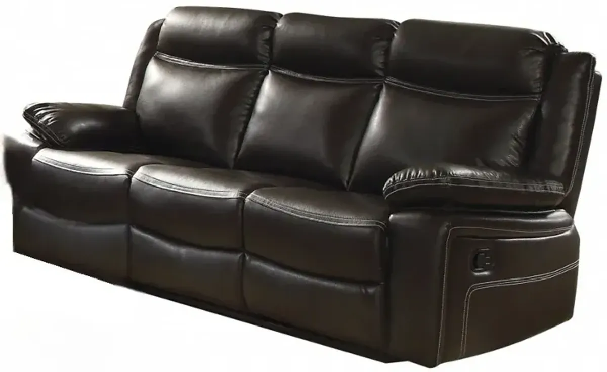 Faux Leather Reclining Sofa - Espresso And Black