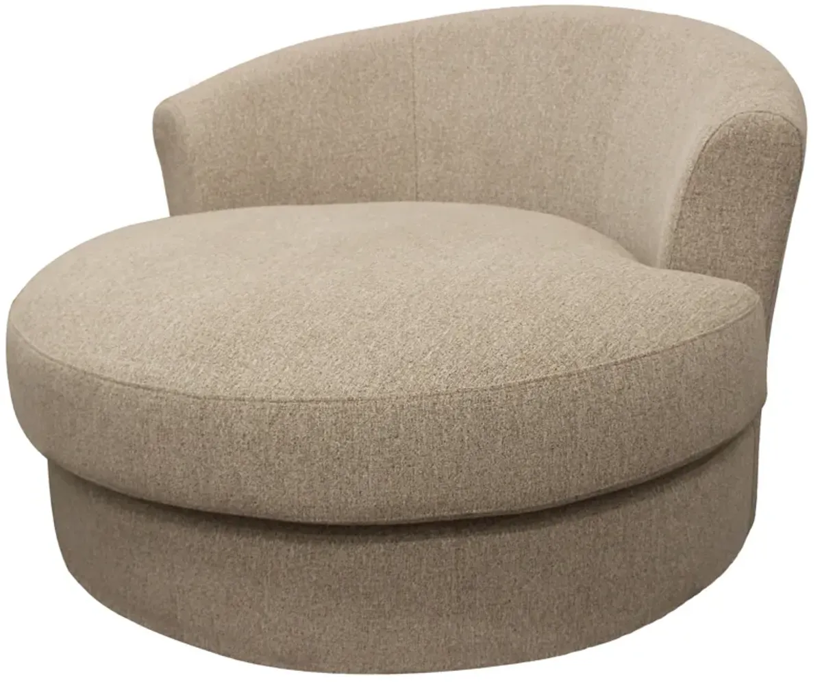 Linen Solid Color Swivel Barrel Chair - Sand