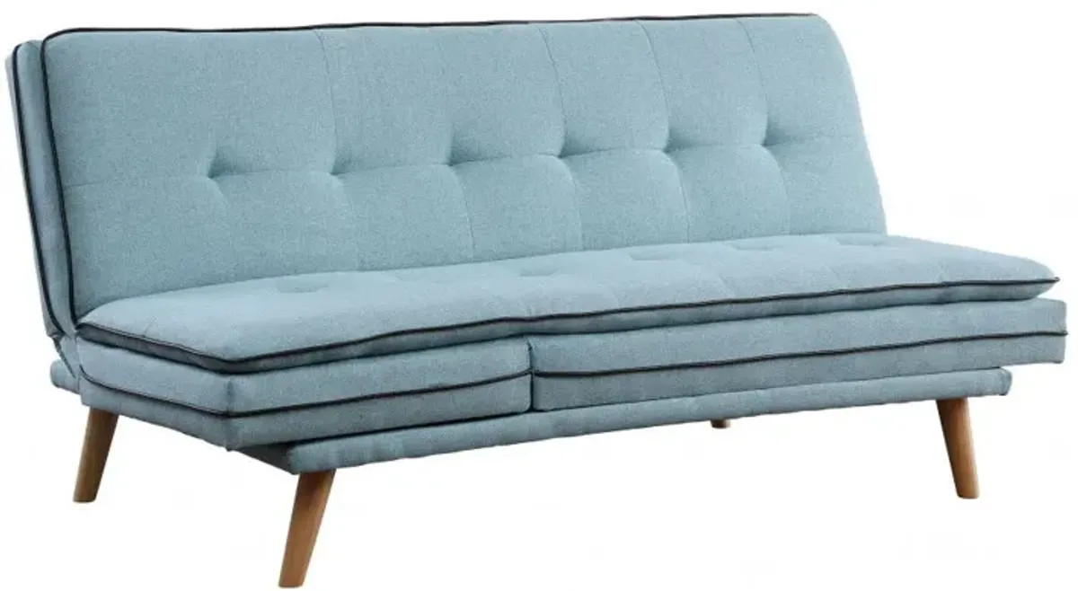 Linen Sofa With Brown Legs - Blue