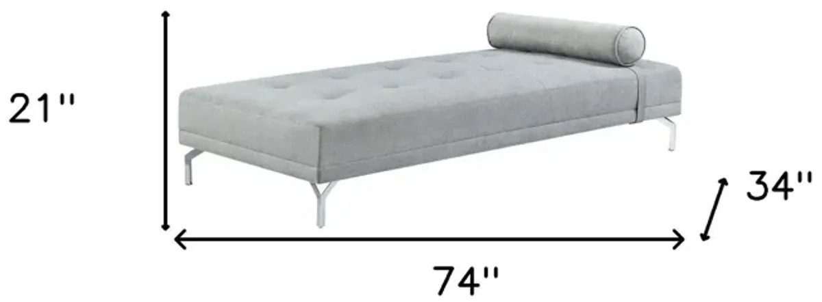 Velvet Sofa And Toss Pillow With Black Legs - Gray