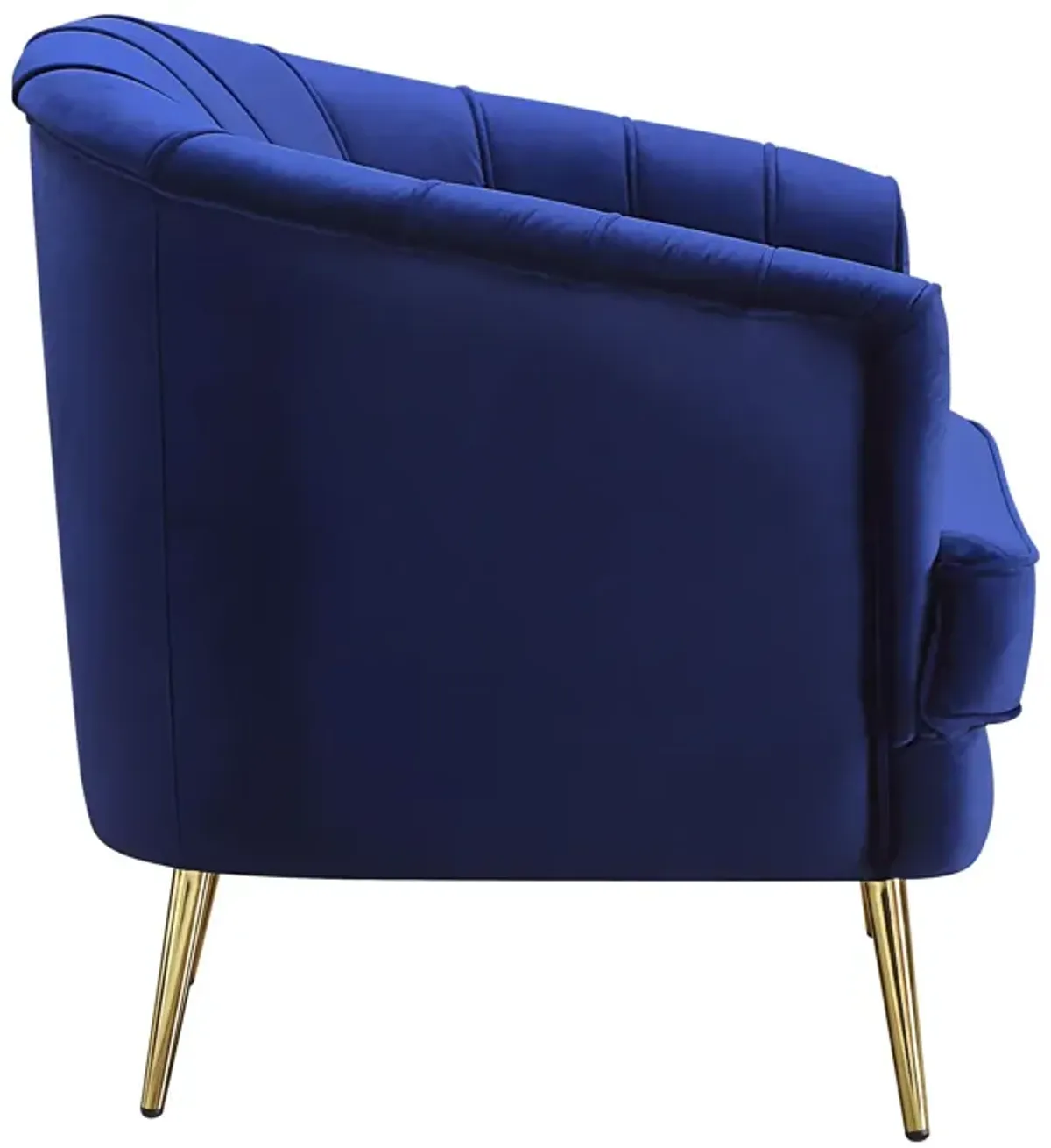 Velvet Striped Barrel Chair - Blue / Gold