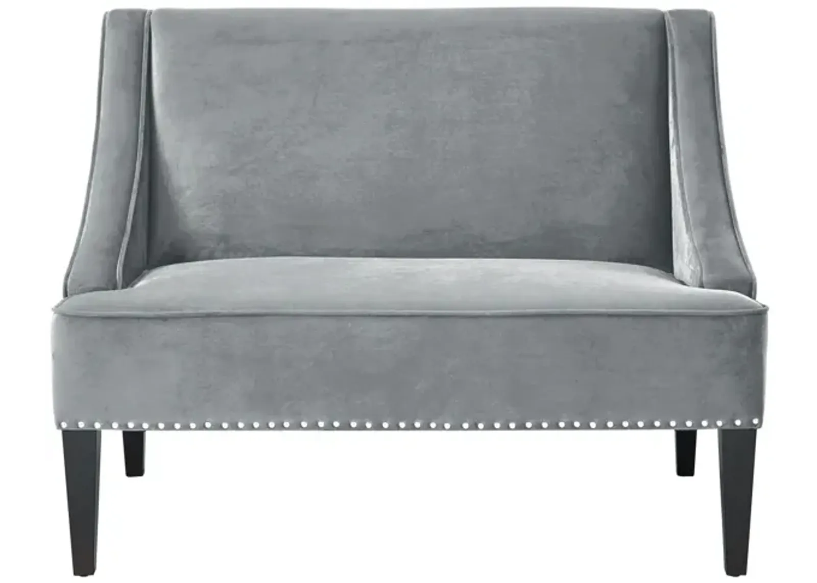 Upholstered Velvet Bench - Gray / Brown