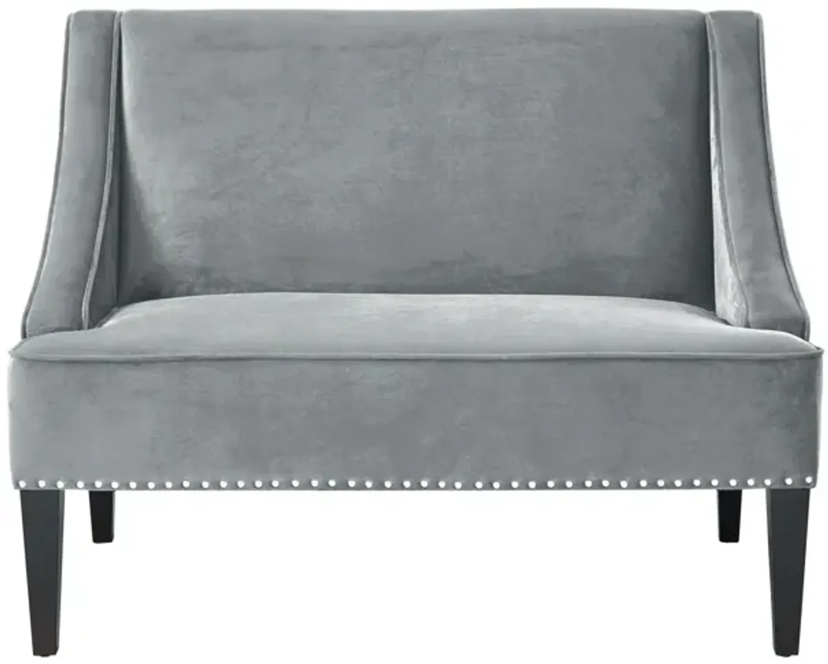 Upholstered Velvet Bench - Gray / Brown