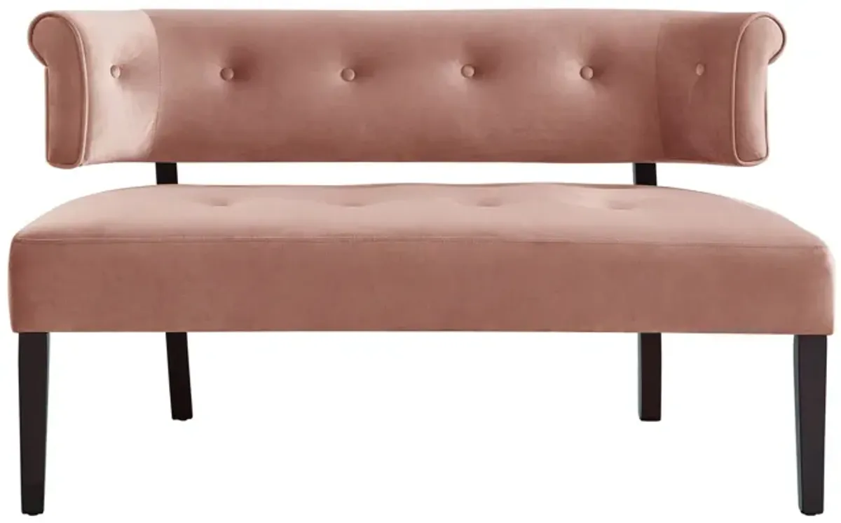 Upholstered Velvet Bench - Brown / Blush
