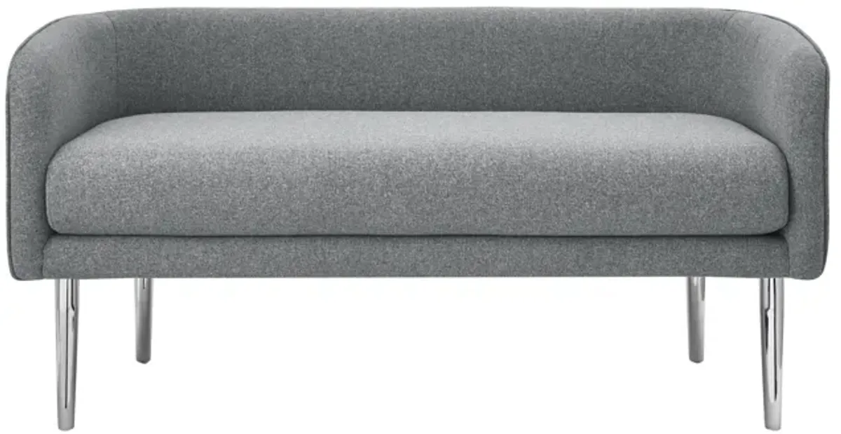 Upholstered Linen Bench - Gray / Brown