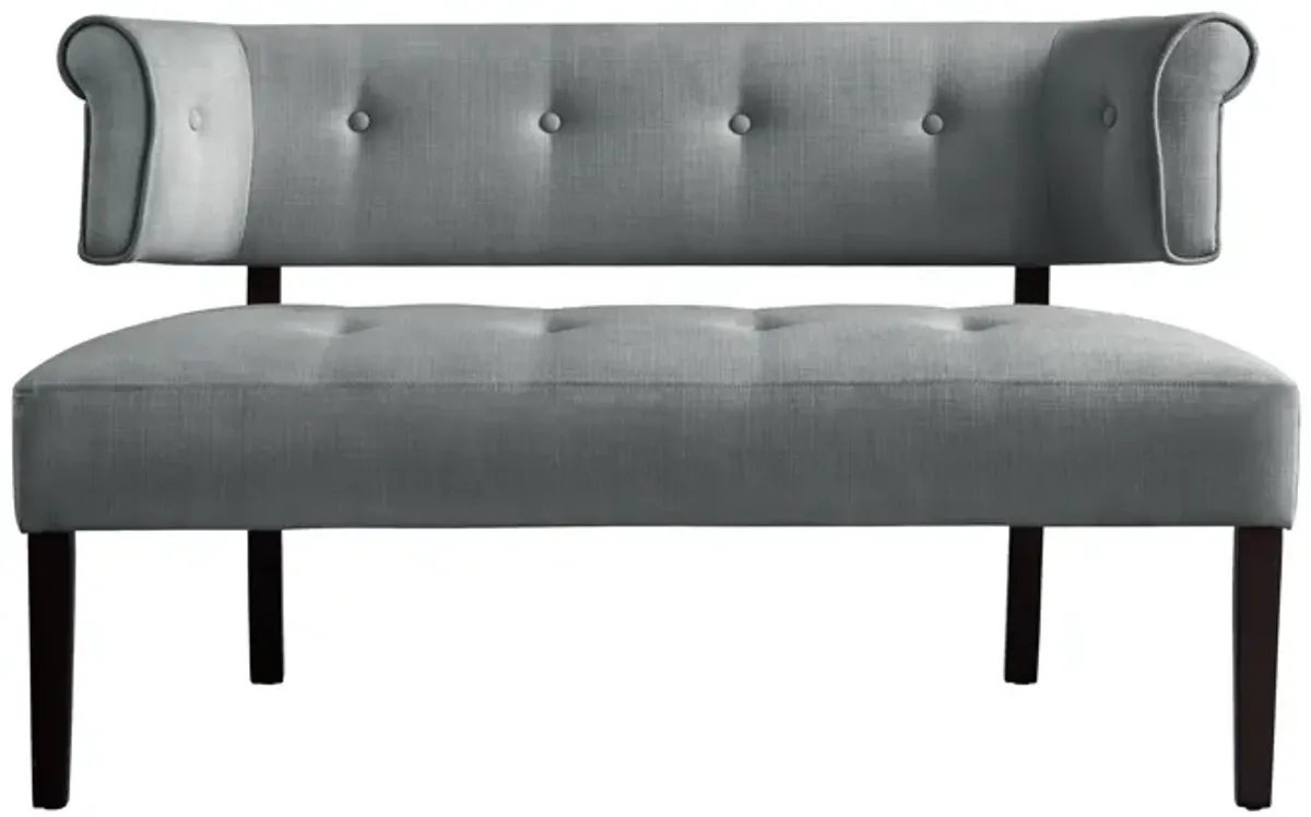 Upholstered Linen Bench - Light Gray / Brown