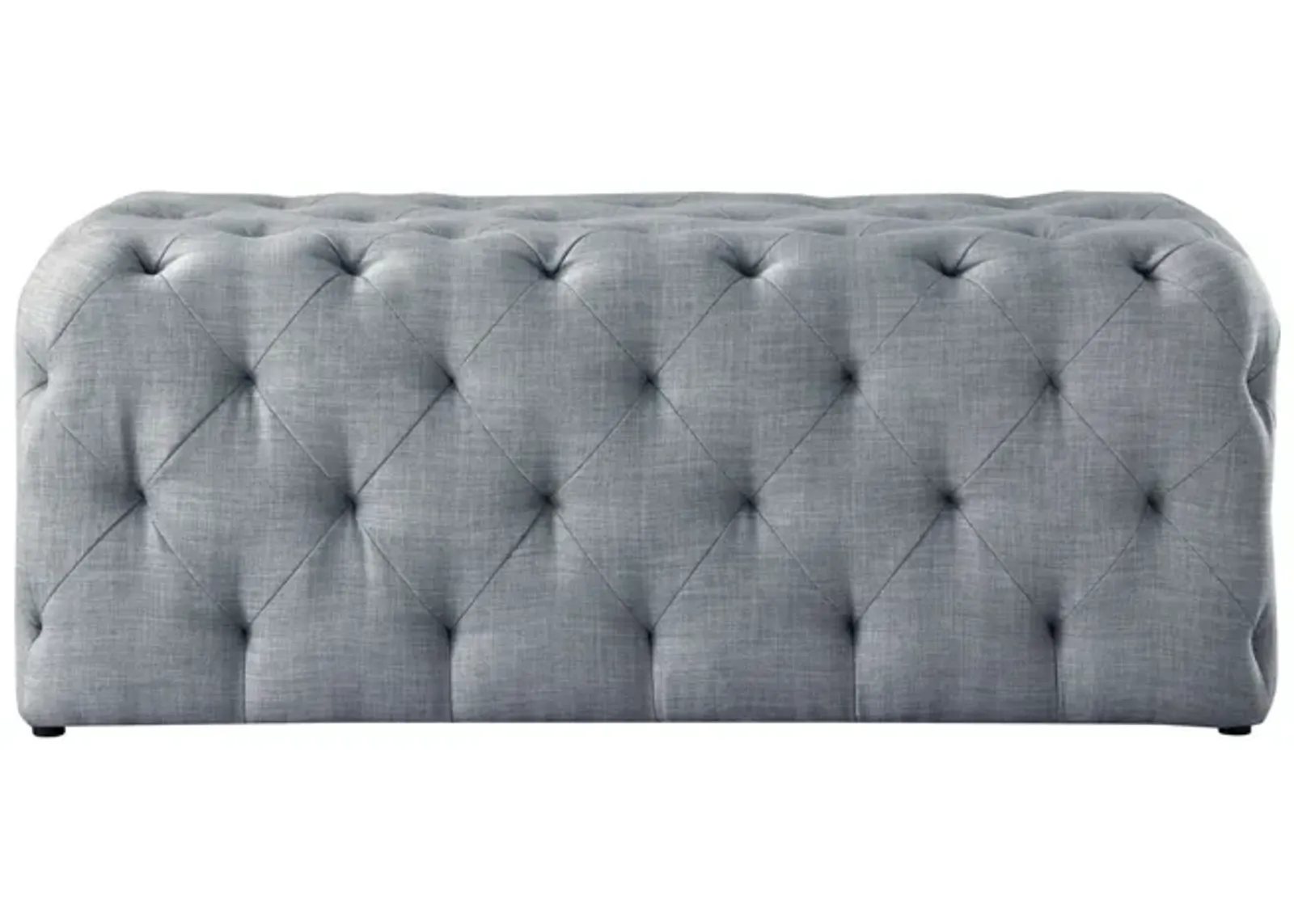 Upholstered Linen Bench - Black / Light Gray