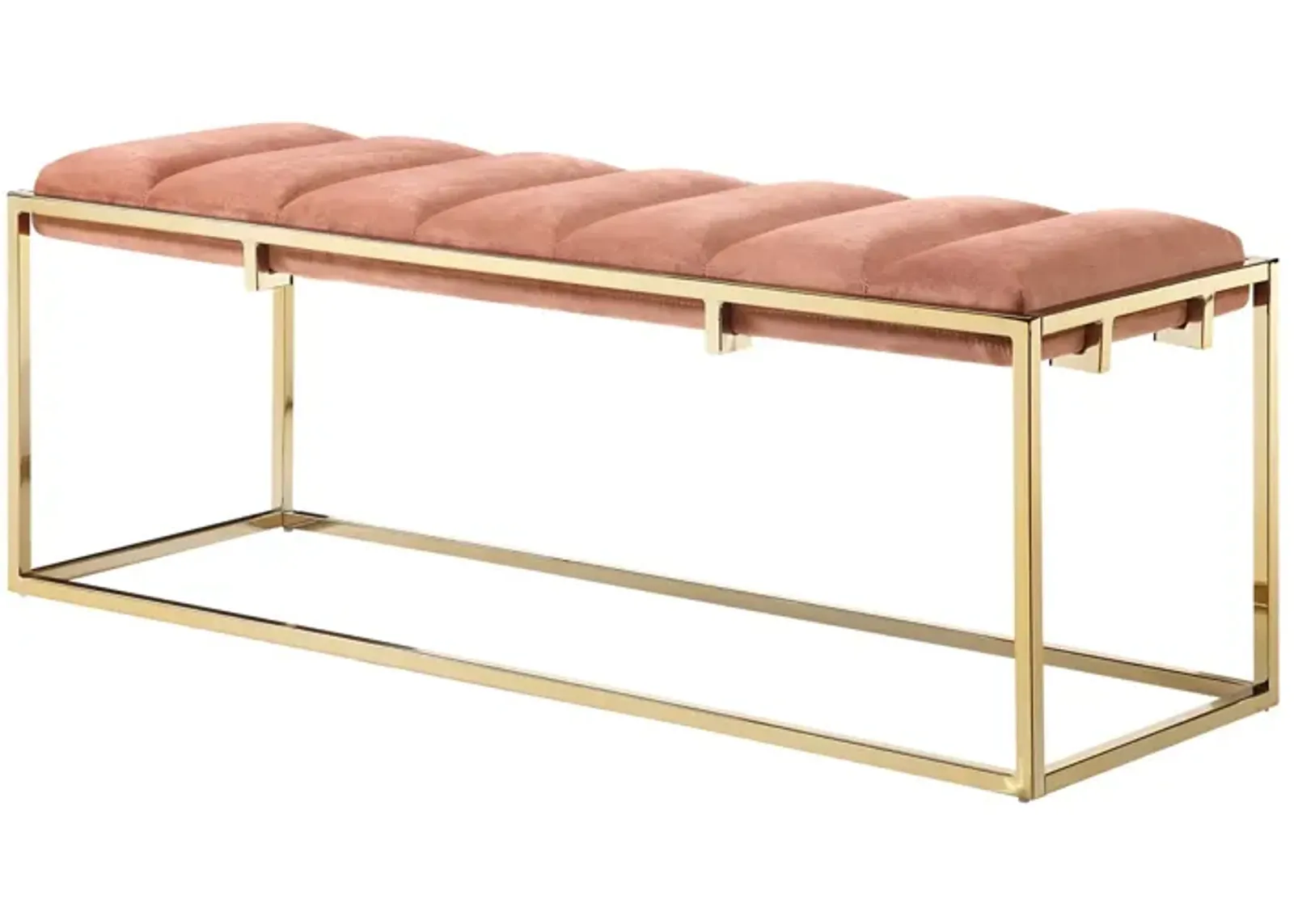 Upholstered Velvet Bench - Gold / Blush