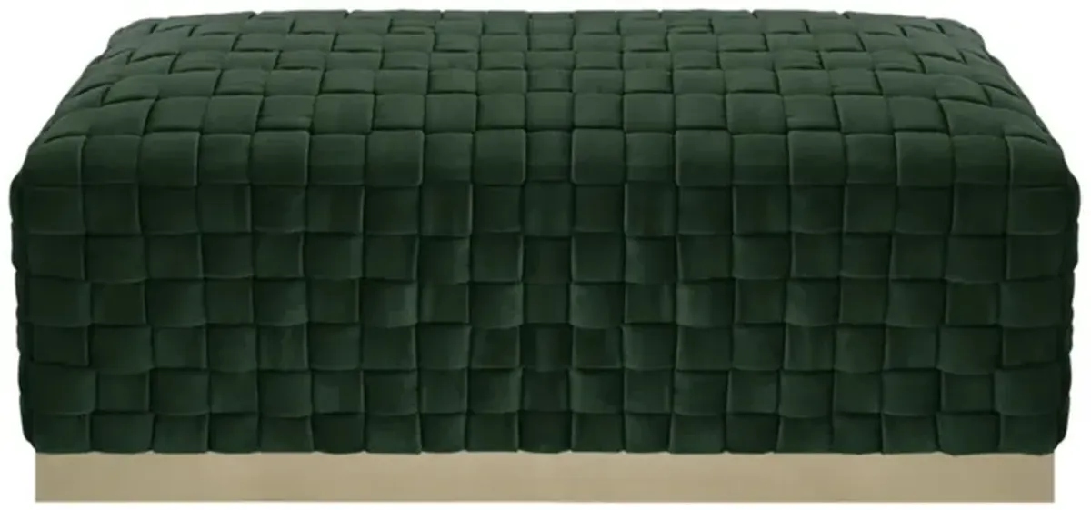 Upholstered Velvet Bench - Hunter Green / Gold