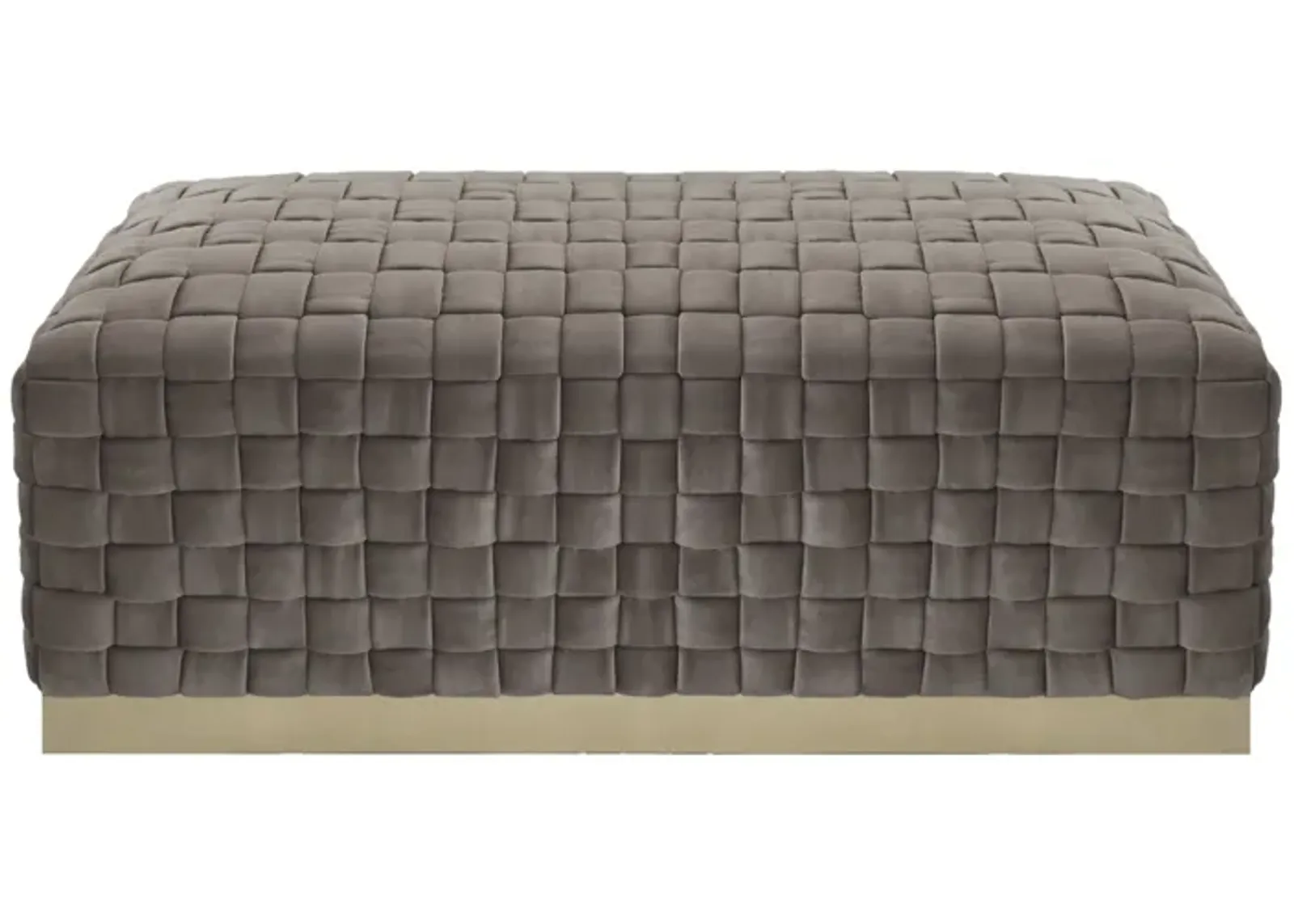 Upholstered Velvet Bench - Taupe / Gold