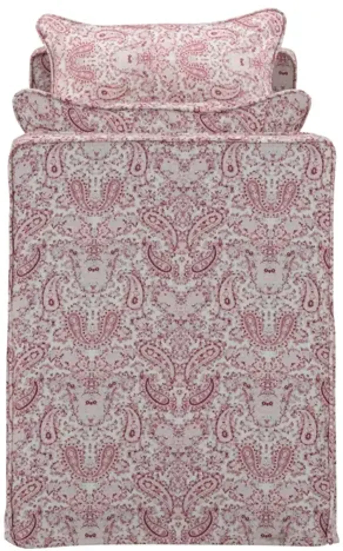 Upholstered Linen Paisley Bench - Red / Black