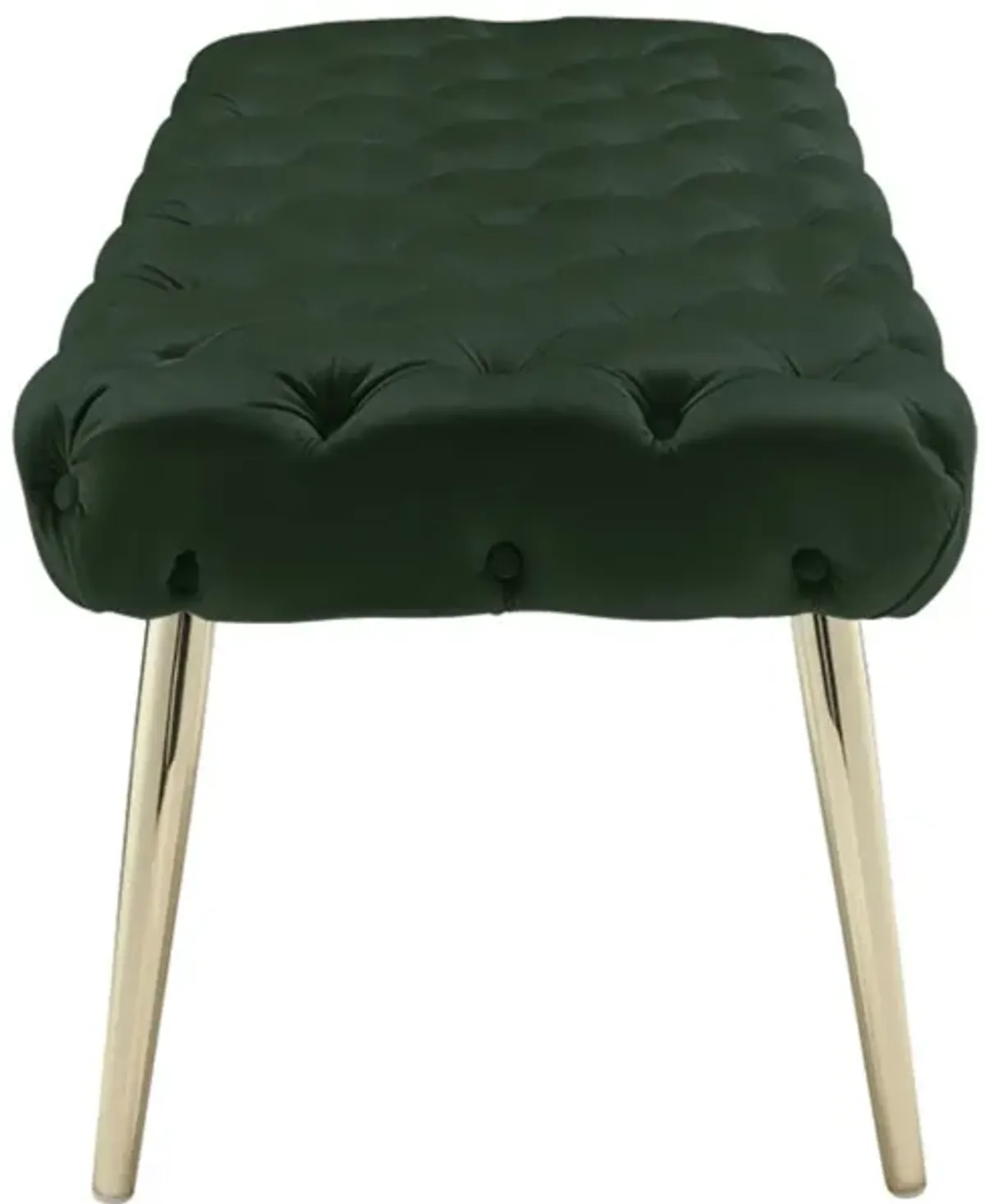 Velvet Upholstered Bench - Hunter Green / Gold