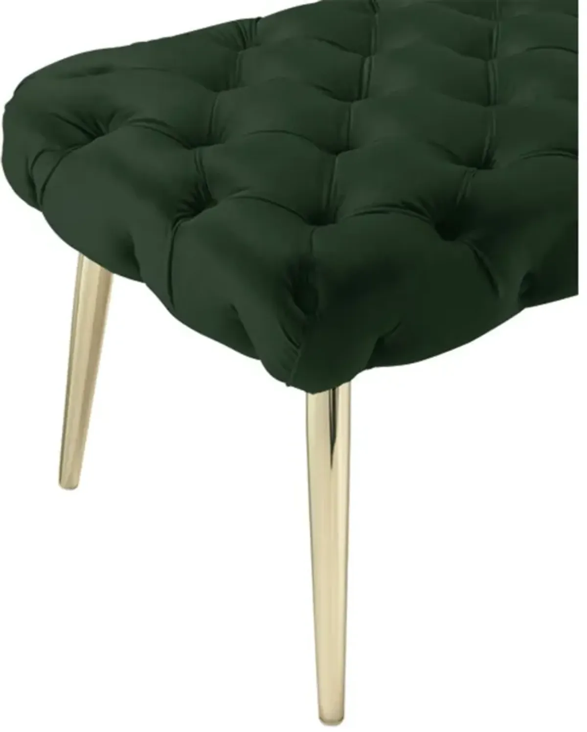 Velvet Upholstered Bench - Hunter Green / Gold