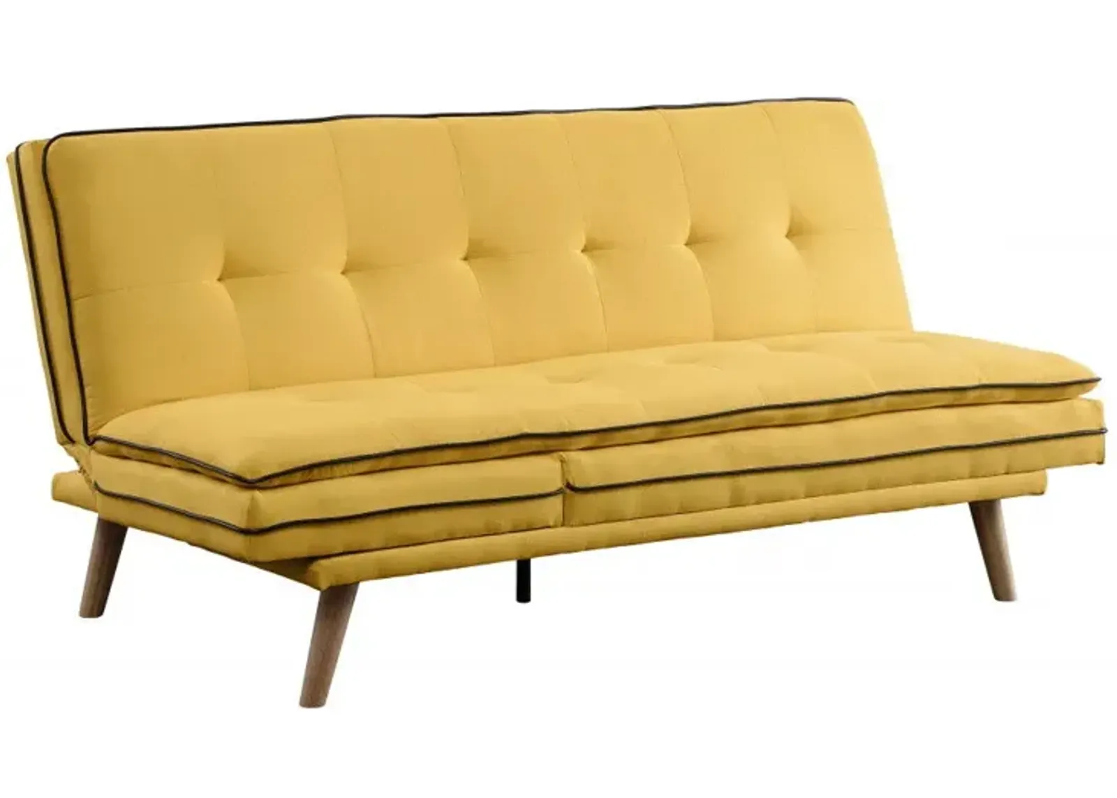 With Brown Legs - Yellow Linen Sofa