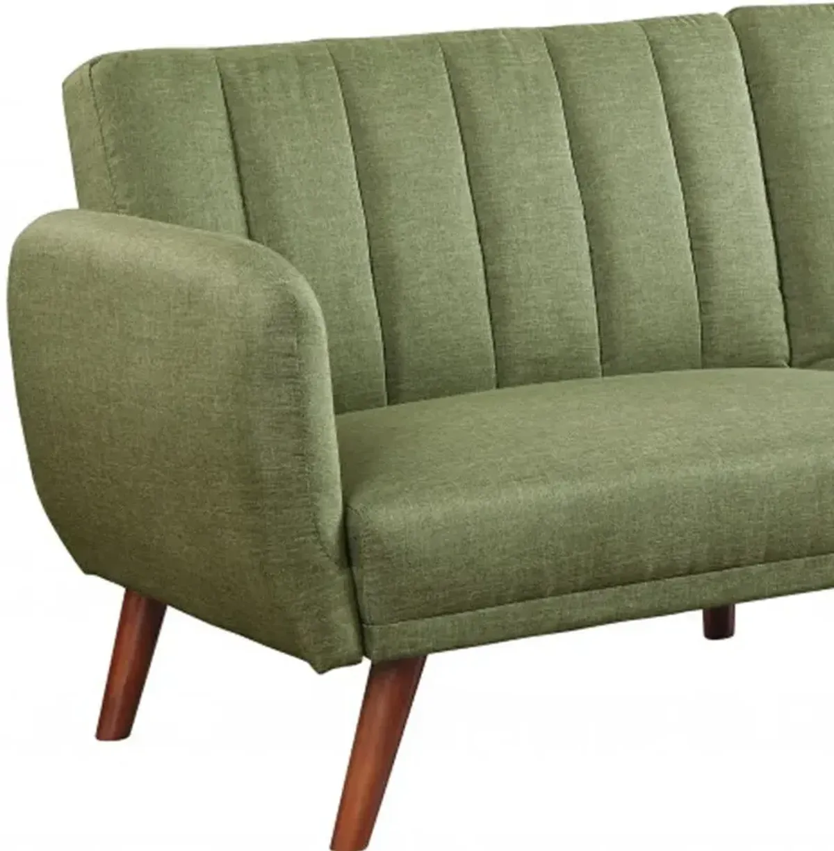 Linen And Wood Brown Sleeper Sofa - Green