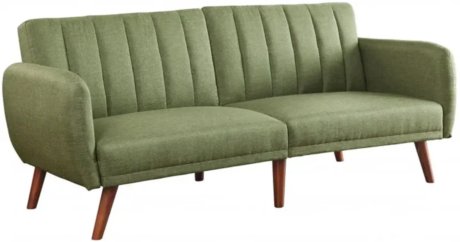 Linen And Wood Brown Sleeper Sofa - Green