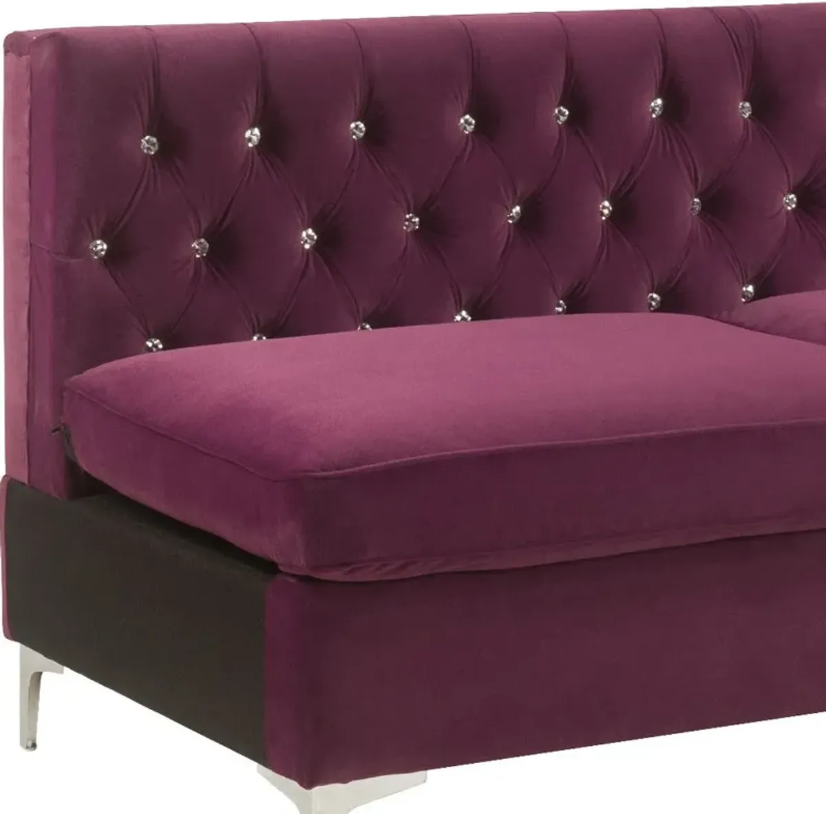 Velvet Sofa And Toss Pillows With Silver Legs - Burgundy