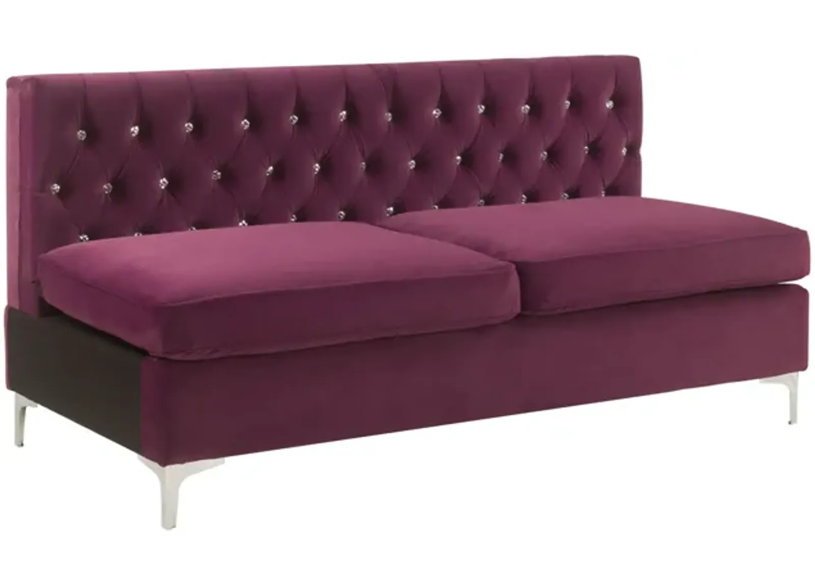 Velvet Sofa And Toss Pillows With Silver Legs - Burgundy