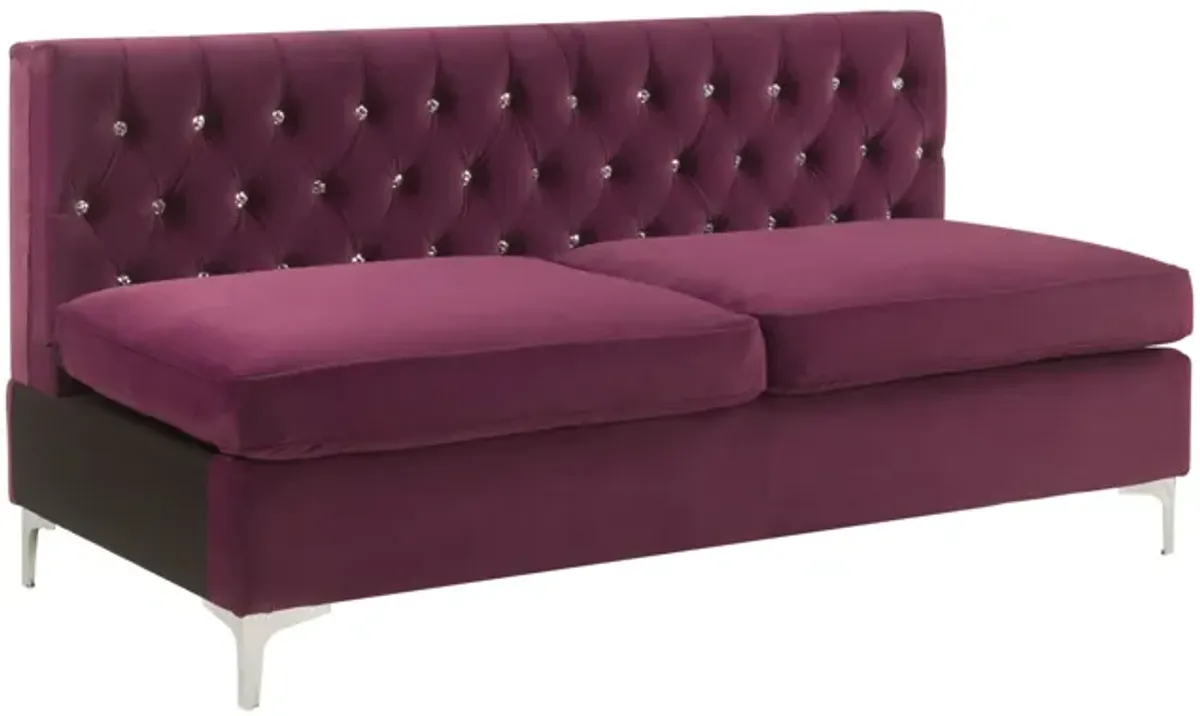 Velvet Sofa And Toss Pillows With Silver Legs - Burgundy