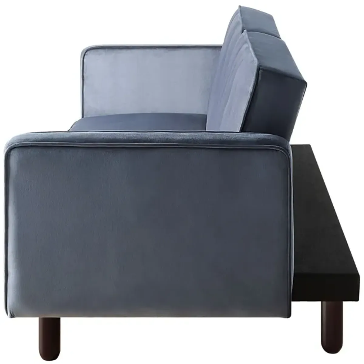 Velvet And Black Sleeper Sofa - Dark Gray