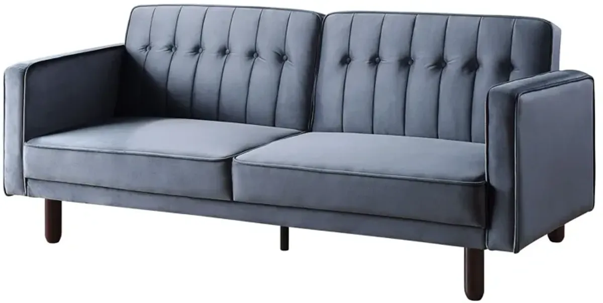 Velvet And Black Sleeper Sofa - Dark Gray