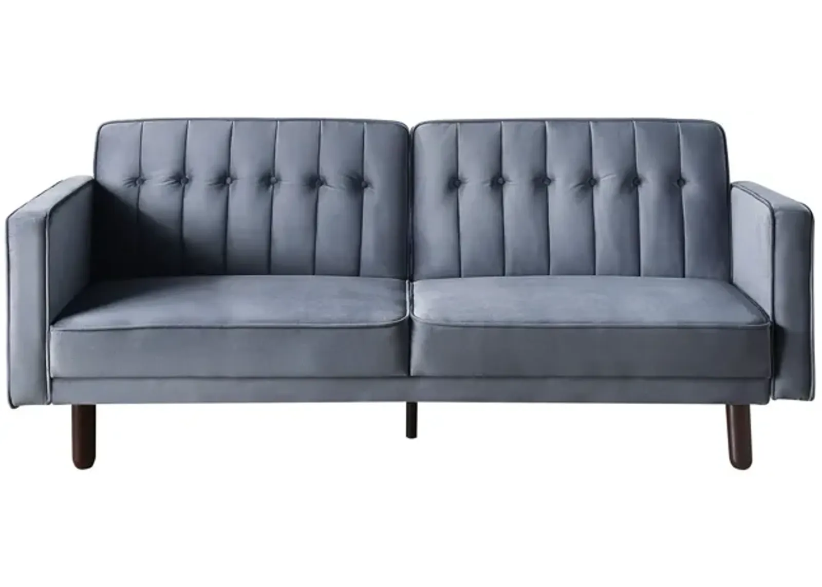 Velvet And Black Sleeper Sofa - Dark Gray