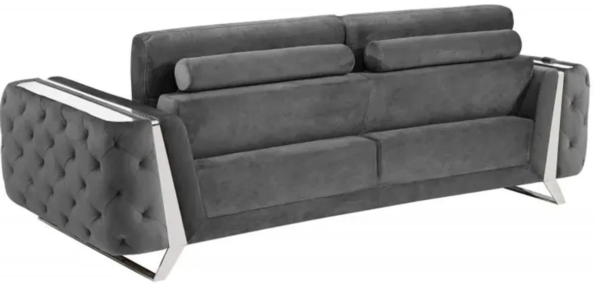 Sofa With Silver Legs - Gray