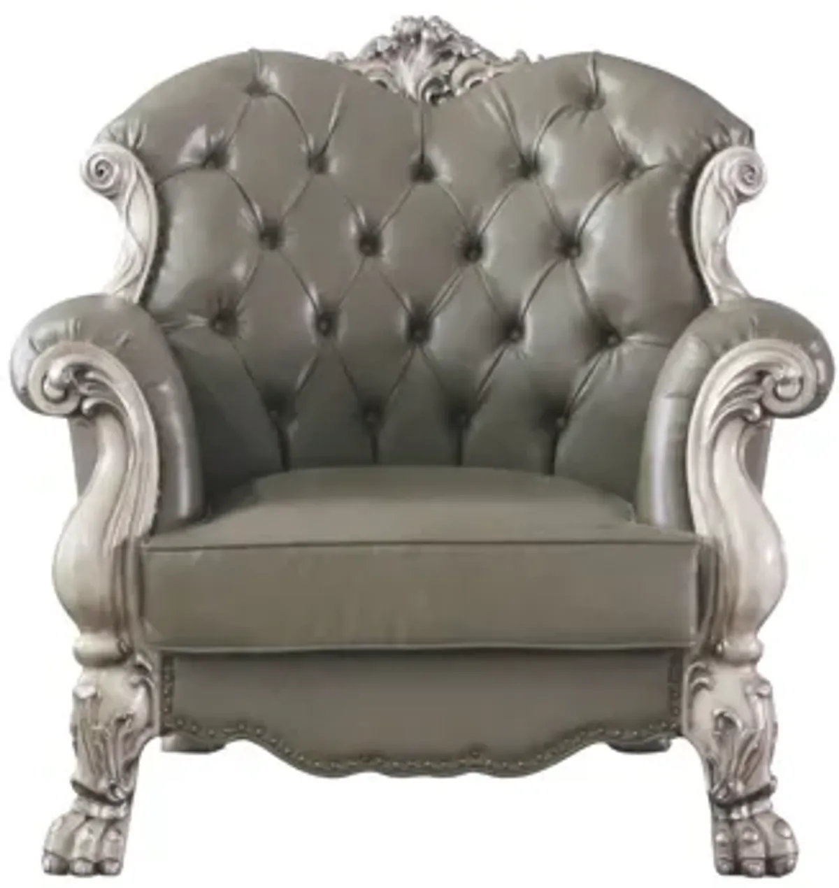 Faux Leather And Vintage Bone White Arm Chair - Bone White