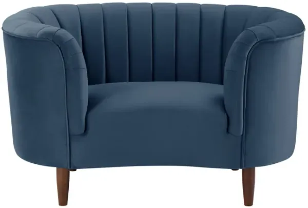 Velvet Striped Arm Chair - Blue / Black