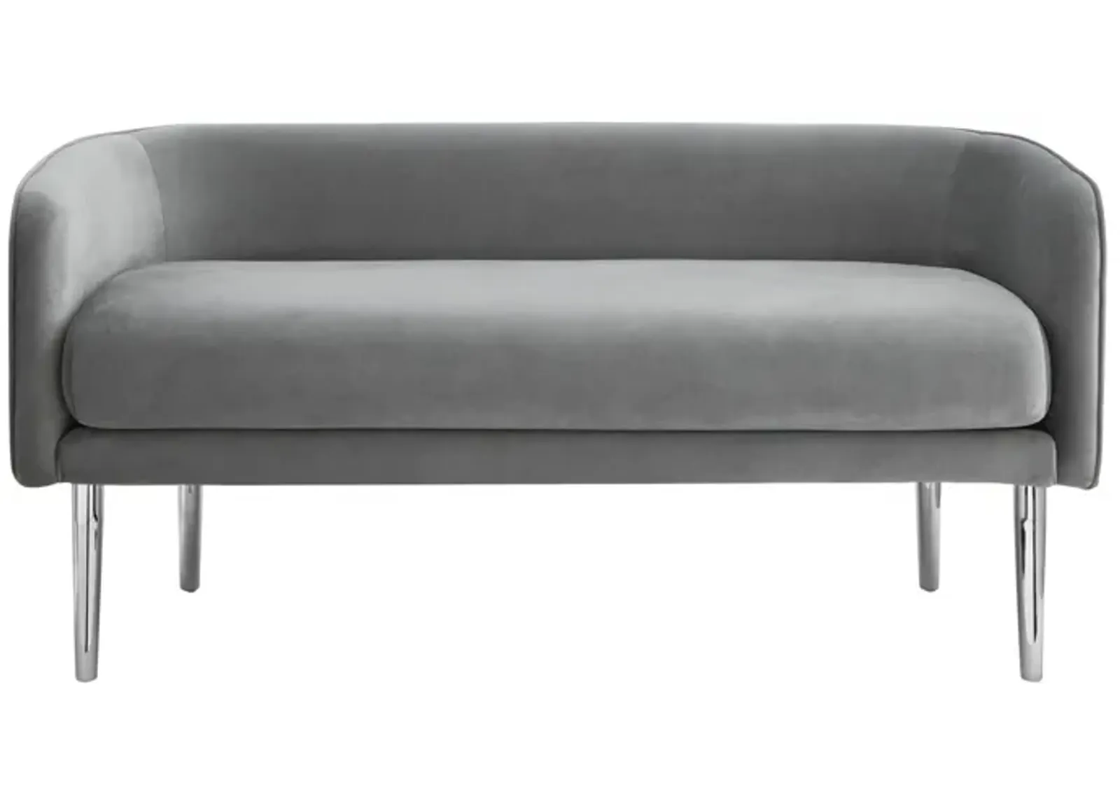 Upholstered Velvet Bench - Silver / Gray