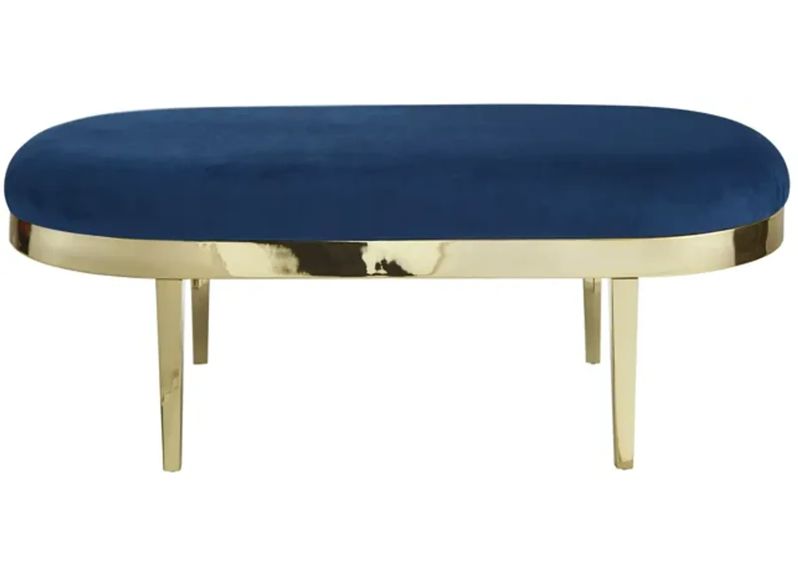 Velvet Bench Upholstered - Navy Blue / Gold