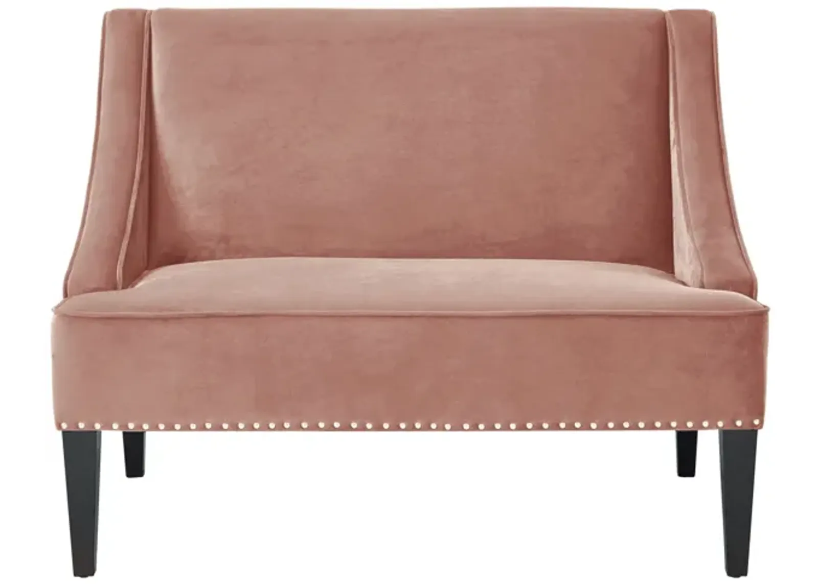 Upholstered Velvet Bench - Blush / Brown