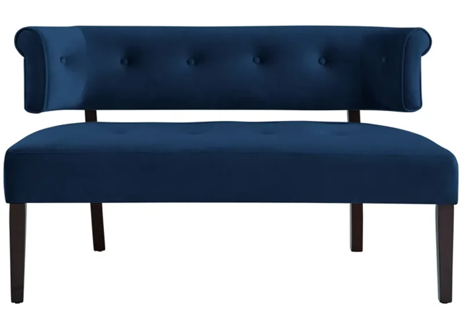 Upholstered Velvet Bench - Black / Navy Blue