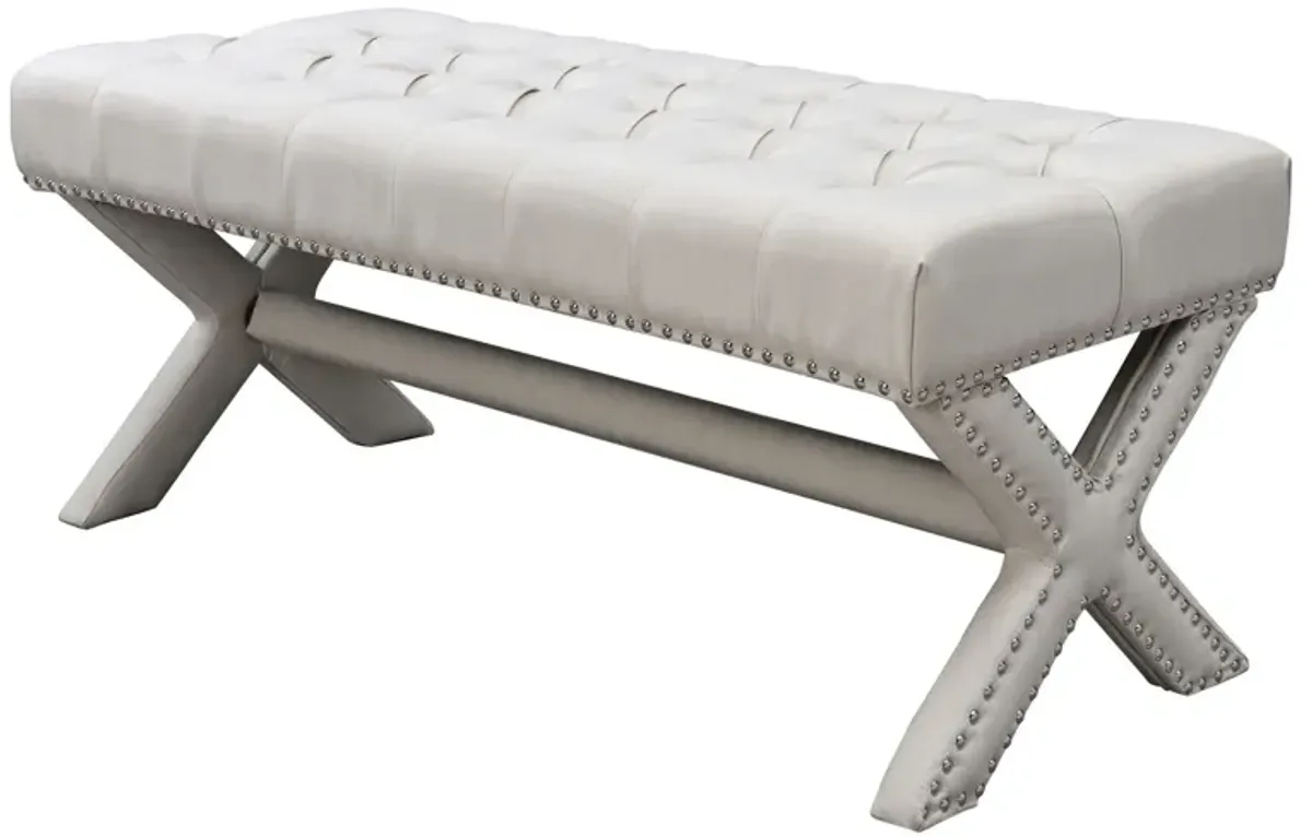 Upholstered Linen Bench - Cream