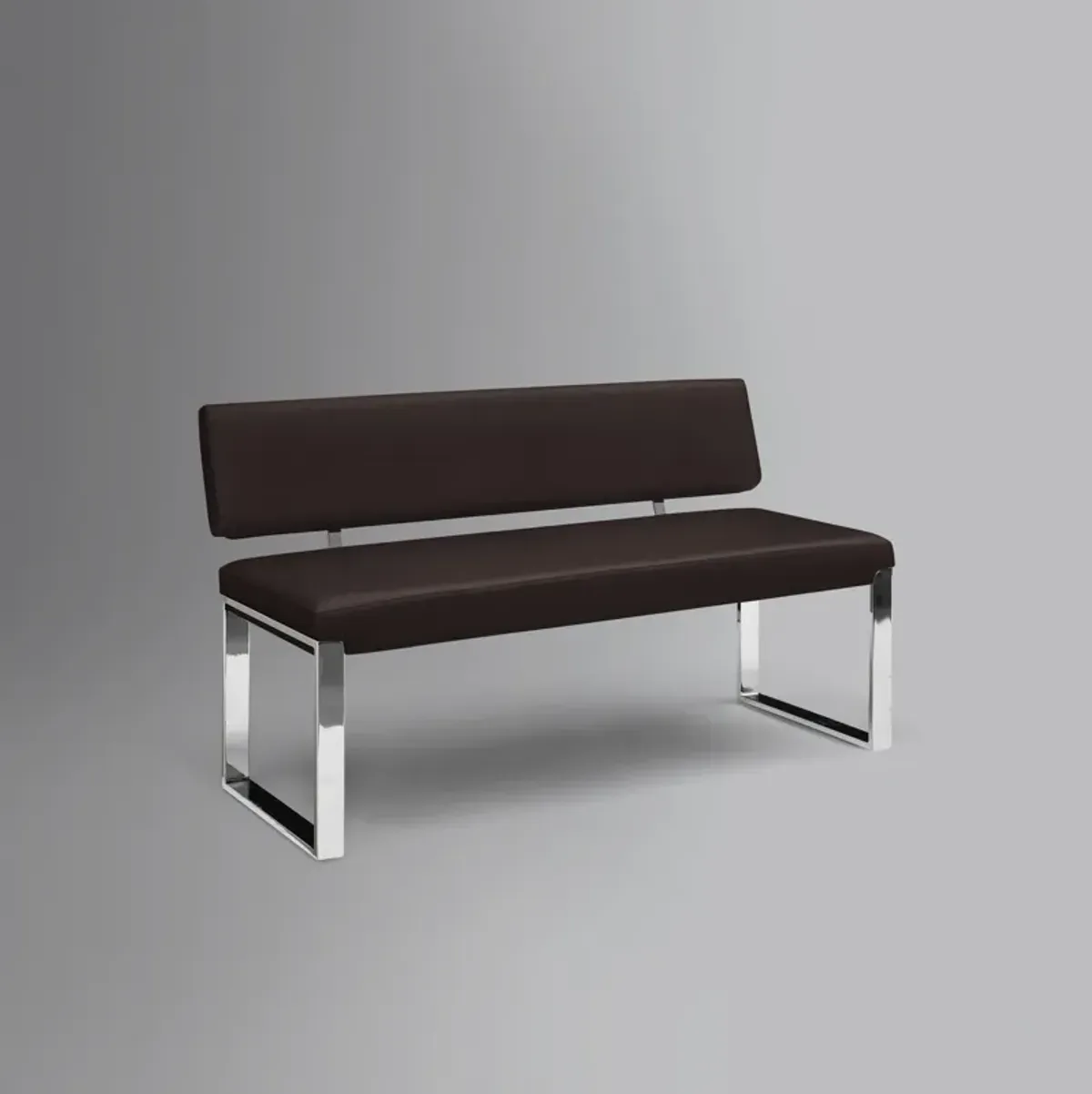 Upholstered Faux Leather Bench - Silver / Brown