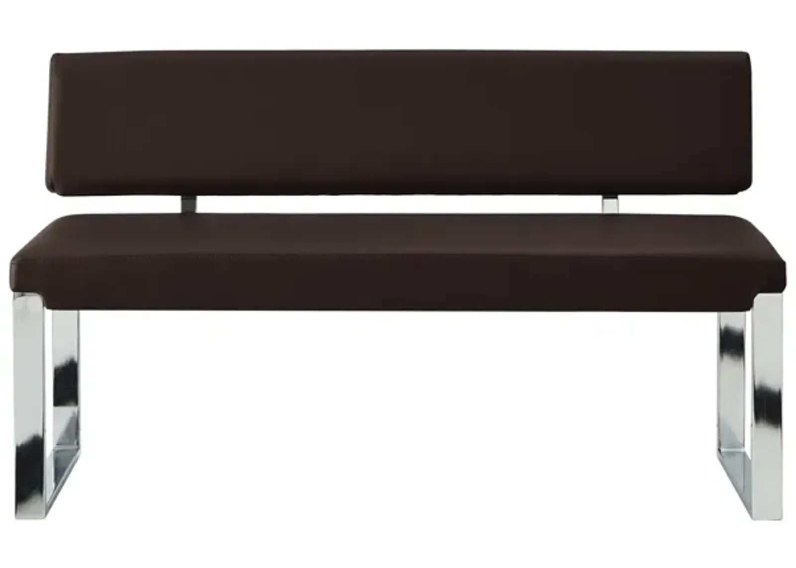 Upholstered Faux Leather Bench - Silver / Brown