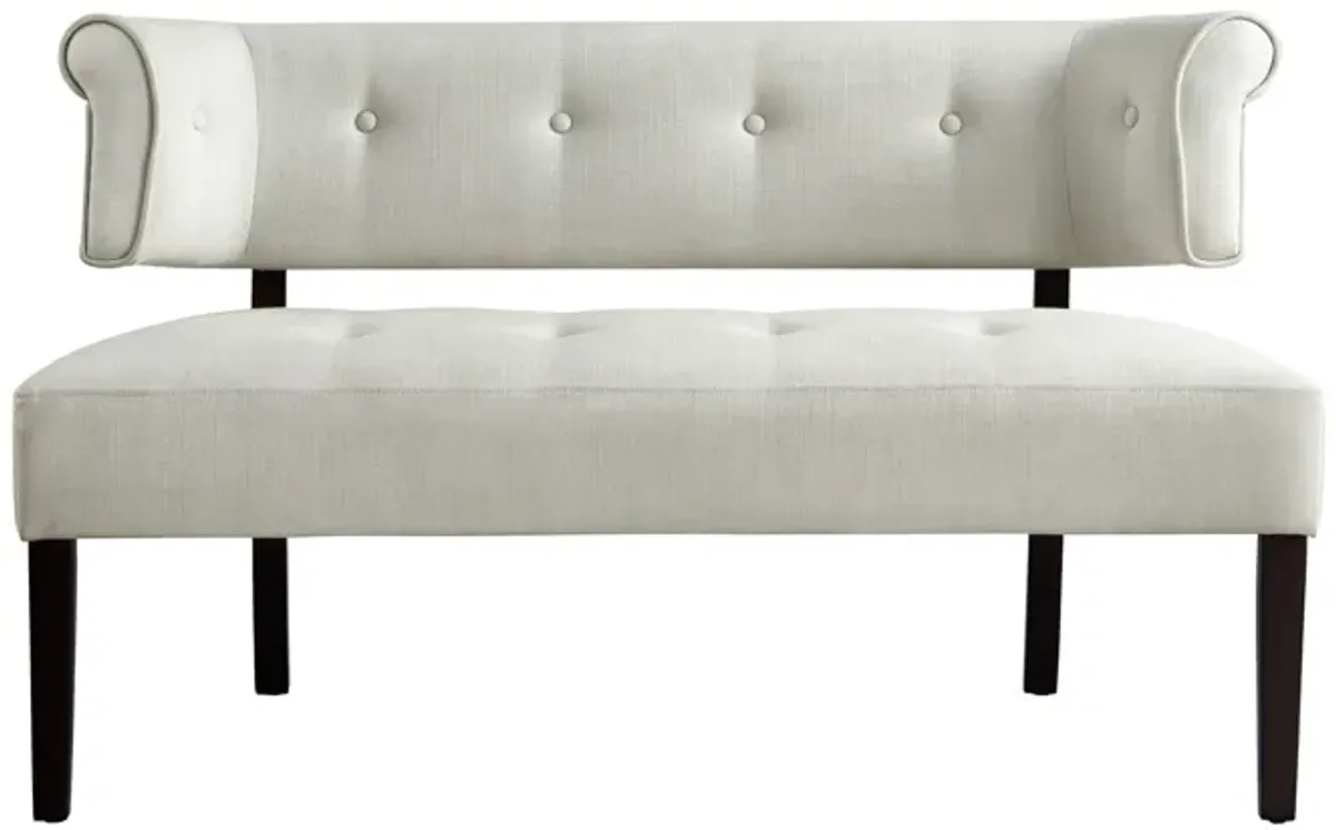 Upholstered Linen Bench - Cream / Brown
