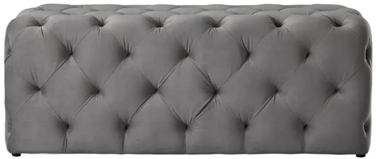 Upholstered Velvet Bench - Black / Gray