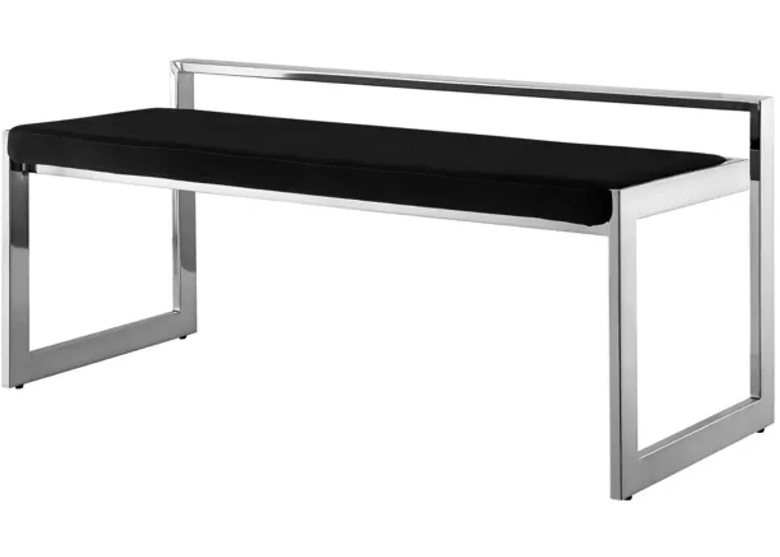 Velvet Upholstered Bench - Silver / Black