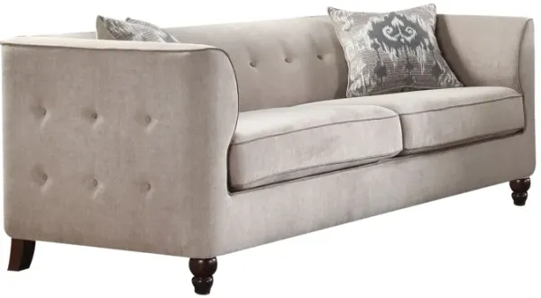 Velvet Sofa And Toss Pillows With Black Legs - Tan