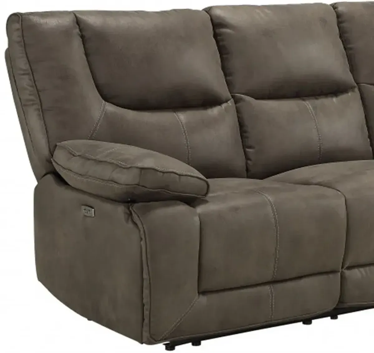 Faux Leather Reclining USB Sofa With Black Legs - Gray