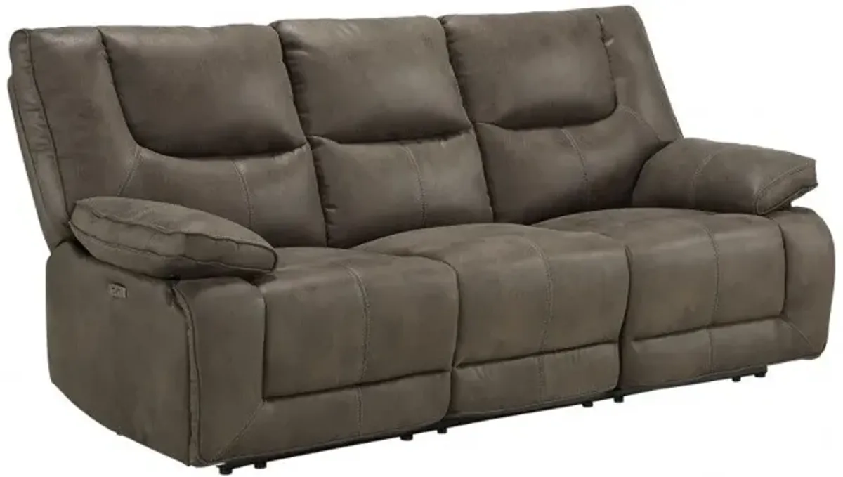 Faux Leather Reclining USB Sofa With Black Legs - Gray