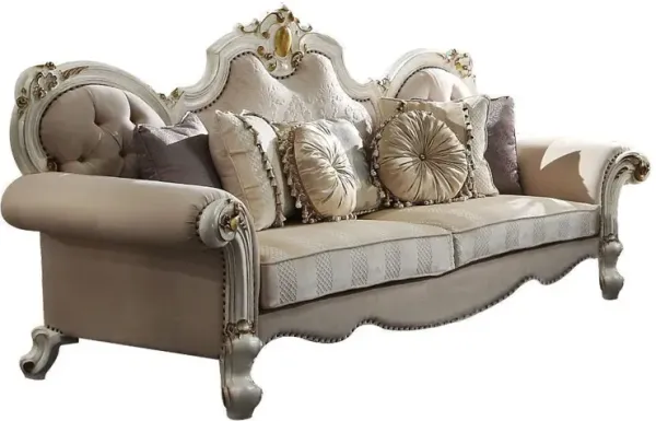 Velvet Sofa And Toss Pillows - Pearl