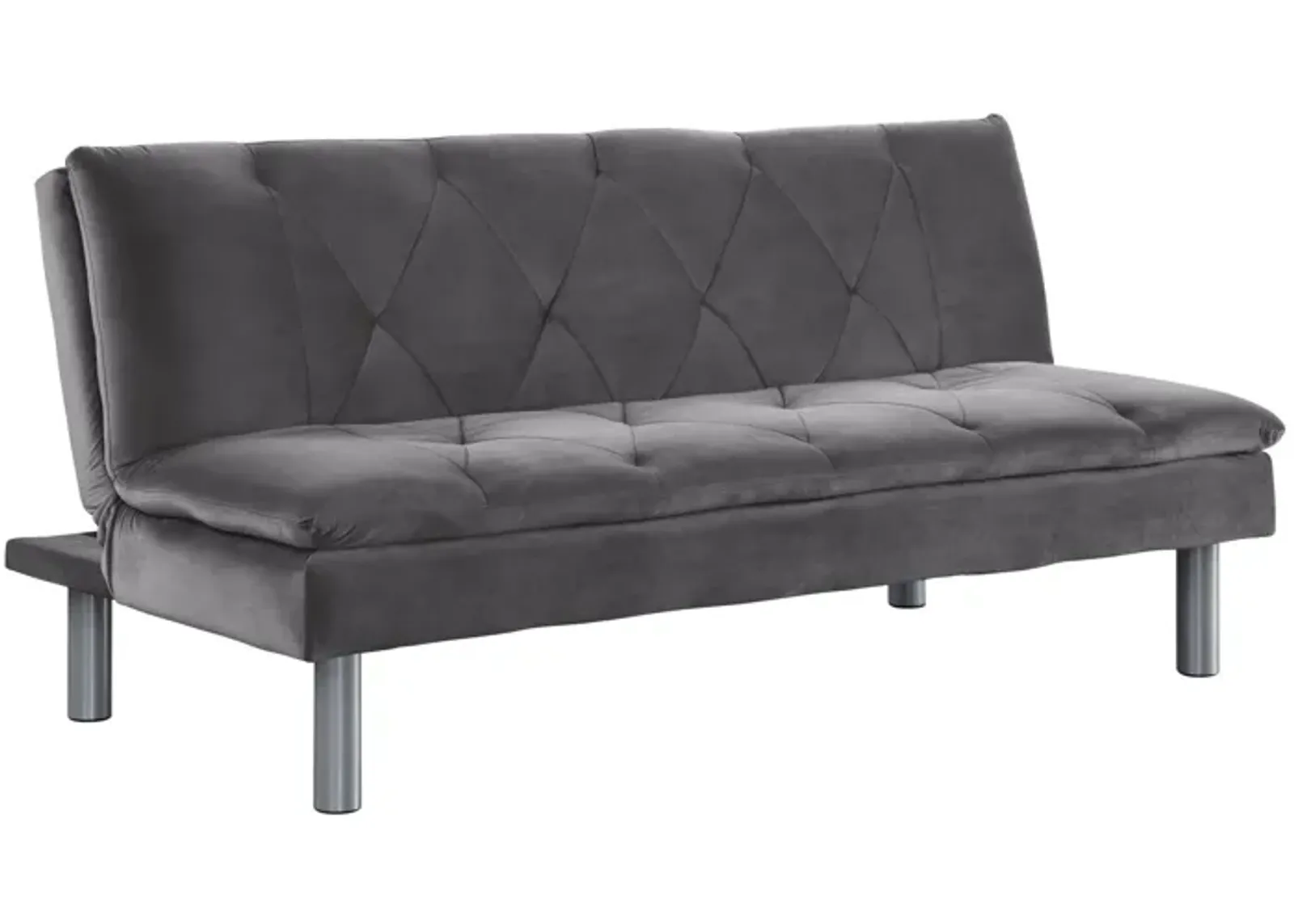 Velvet Sleeper Sleeper Sofa With Silver Legs - Gray