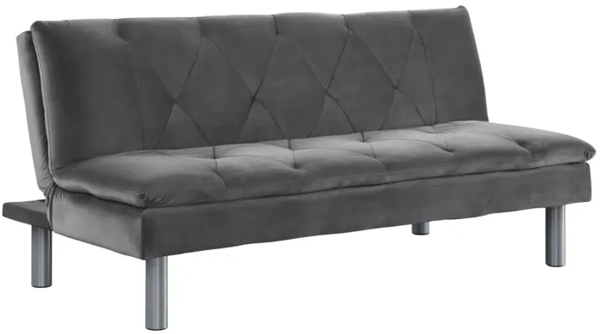 Velvet Sleeper Sleeper Sofa With Silver Legs - Gray